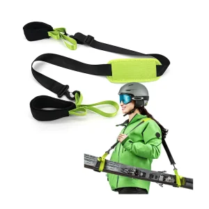 Shoulder Ski Pole Carrier Strap and Snowboard Ski Hook-and-Loop Belt