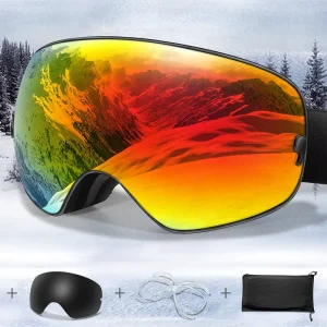 Ski Goggles UV400 Protection Cylindrical Lenses Anti Fog Wind Protection Magnetic Polarized SA Model Adult Women Men Snow Sports