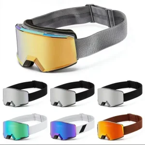 Ski Goggles with Double layer Magnetic Anti fog Lenses Lightweight TPU Frame Goggles for Skiing Cycling Outdoor Snow Goggles