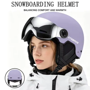 Ski Helmet with Sunshade Lens and Integrated Protective Cover for Men and Women