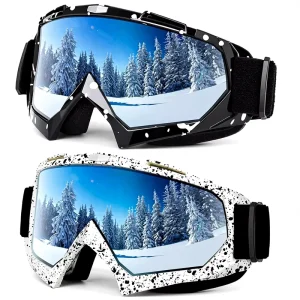 Ski Snowboard and Snowmobile Goggles 2-Pack for Youth Teens Men and Women Wide View