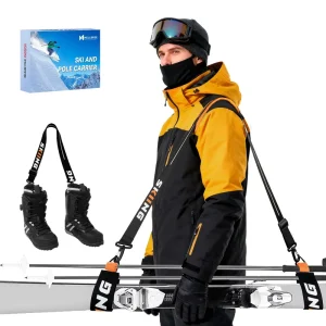 Ski Strap Skis and Poles Carrier for Easy Transportation of Your Clipstick Skiing Accessory Pole Skimate Boot