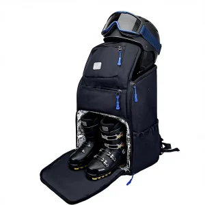 Ski and Snowboard Boot Bag Backpack Waterproof Zipper Closure 50L with Helmet Goggles Gloves Compartments