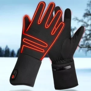 Slim Waterproof Polyester Heated Touchscreen Gloves for Outdoor Sports, Racing, and Skiing