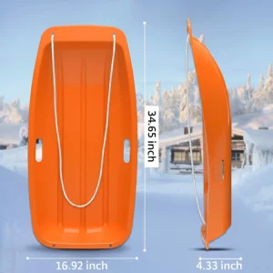 Slippery Racer Downhill Flexible HDPE Plastic Toboggan Snow Sled for Adults & Kids 2 Rider with Pull Rope Handles