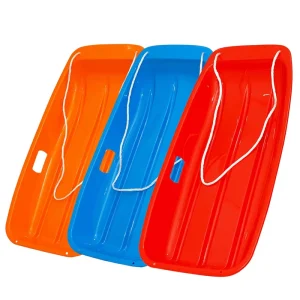 Slippery Racer Downhill Foldable Flexible HDPE Plastic Toboggan Snow Sledge for Adults & Kids up to 2 Riders Pull Rope Handles