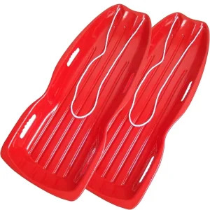 Slippery Racer Downhill Xtreme Flexible Adults & Kids Plastic Toboggan Snow Sled with 2 Rider Capacity and Pull Rope Handles