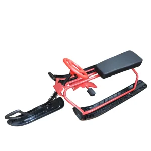 Snow Racer Sled with Steering Wheel, Twin Brakes and Pull Rope for Kids Ages 4+
