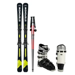 Snow Ski Equipment Freestyle Twin Tip Alpine Ski Bindings and Boots Set for Resort and School