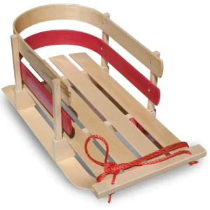 Solid Wood Seat Snow Sleigh with Steel Runners and Steering Bar