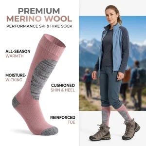 Spandex Cotton Blend Youth Knee High Thick Thermal Ski Stockings With Logo At Bottom For Women & Men Eco Friendly