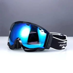 Spherical Double Lens Anti slip Silicone Bar on Strap Highly Break Resistant Snowmobile Goggles Anti fog Skiing Goggle