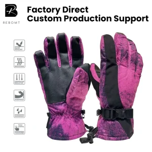Split-Finger Waterproof Winter Ski and Snowboarding Gloves with PU Grip Palm