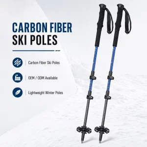 Splitboard Adjustable Aluminum Carbon Ski Poles 3 Section Snow Poles With Powder Basket OEM