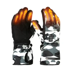 Sports Camouflage Polyester Heated Glove Finger Less Ski Gloves Customized Logo Men Heated Gloves Batteries