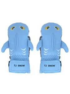 TJ Kids 3M for Ski Mittens Cute Cartoon Owl Design Waterproof Thermal Winter Snow Hook Loop Closure Outdoor Boys Girls