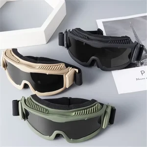 Tactical Goggles with 3 Interchangeable Lenses Eye Protection for Shooting Range ATV Motocross