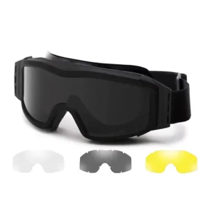 Tactical Shooting Goggles 3 Lens Windproof Motocross Glasses for Outdoor CS Games & Motorcycling Anti Fog Safety Goggles