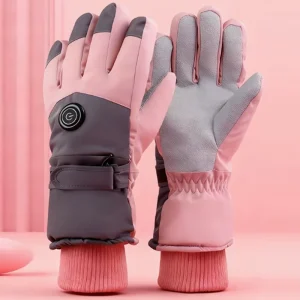 Thermal Waterproof Full Finger 7.4V 2200mAh Battery-Heated Gloves, Split Leather, for Women, Motorcycle and Skiing