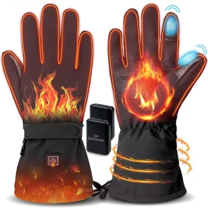 Thermal Winter Sports Spandex Cotton Full Finger Non-Slip Men’s Ski and Motorcycle Heated Waterproof Gloves