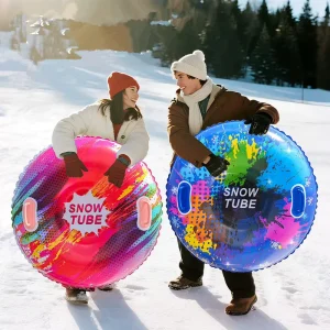 Thicken Pvc Outdoor Camping Outdoor Snow Tube Inflatable Santa Claus Print Sled for Winter Hard Bottom Durable for Winter Time