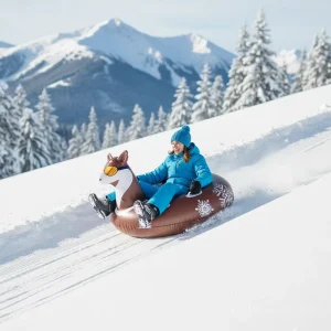 Thickened PVC Inflatable Snow Tube with Handle for Children and Adults