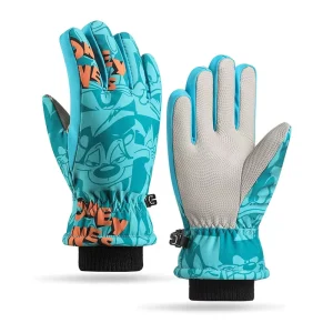 Thickened Waterproof Windproof Children’s Ski Gloves with Warm Lining