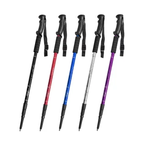 Three-Section Aluminum Alloy Straight-Handle Trekking Pole Portable Ski Adjustable Walking Stick