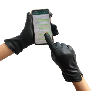 Touchscreen Thermal Women’s Sheepskin Wrist-Length Cycling Gloves