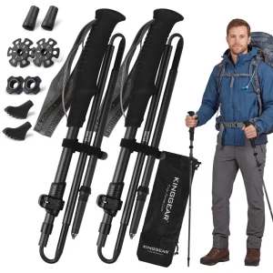 Travel Hiking Ultralight 5 Section Folding Trekking Poles EVA Foam Grips 3K Carbon Fiber Ball Bearing Lock