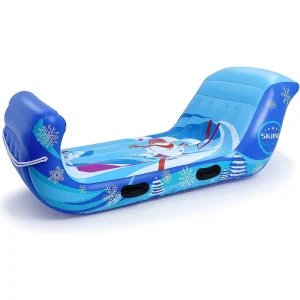 Two-Person Inflatable PVC Towable Snow Sled, Navy Blue, for Kids and Adults