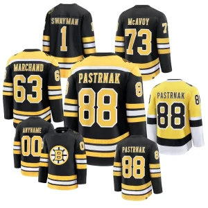 USA Canada Hockey Boston Fully Stitched #63 Marchand #88 Pastrnak #1 Swayman #73 McAvoy Ice Hockey Jersey