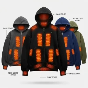 USB Powered Unisex Heated Hoodie Thicken Pullover Hoodie Adjustable Hooded Sweatshirt for City Walking Fishing Outdoor
