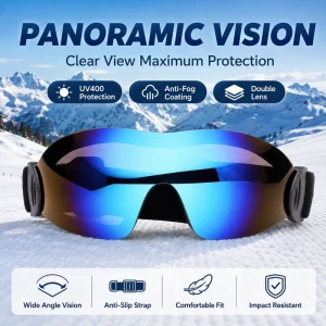 UV400 Anti Fog Double Lens Ski Goggles Snowboard Goggles Anti Slip Silicone Strap Safety Glasses
