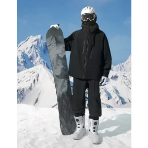 Unisex Adult Hooded Zipper Waterproof 100% Polyester Woven Ski Suit Winter Windproof Snow Wear Fleece Lined Jacket Pants Set