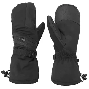 Unisex Black Winter Ski Gloves Waterproof Outdoor Warm Gloves Drawstring Closure Touchscreen Compatible Made