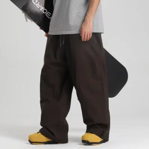 Unisex Loose-Fit Snowboard Pants Windproof Waterproof Breathable Wide-Leg Workwear Solid Color Ski Pants