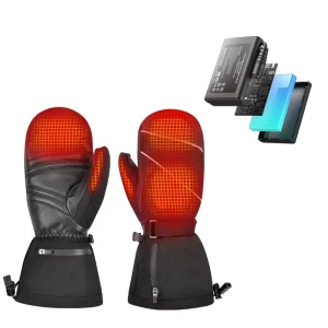 Unisex Rechargeable Battery Heated Leather Ski and Motorcycle Gloves for Winter Sports