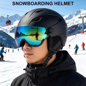 Unisex Ski Helmet with Sunshade Visor and Integrated Goggles Multi Sport Use (XS L)