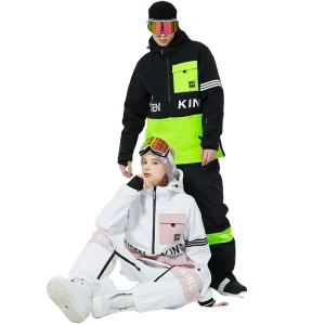Unisex Winter Half-Zip Hooded Ski Wear Breathable for Adults