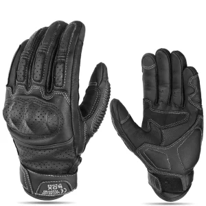 Vintage Motorcycle Gloves Touchscreen Genuine Leather Motorbike Road Racing Gloves Retro Men’s Protective Gear CE Approved
