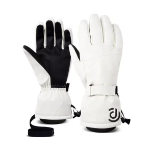 WESKOS Premium Thermal Winter Ski Gloves Full Finger Waterproof Windproof Warm Wrist Strap Hook Loop Closure Polyester Skiing