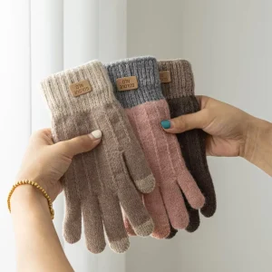 Warm Stretch Knitted Full-Finger Touchscreen Mittens for Riding and Skiing