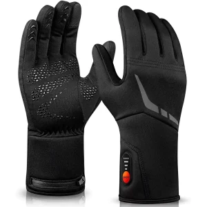 Wasoto Breathable Battery Heated Ski Gloves Liners Lightweight Wrist Strap Touchscreen Compatible Warm Hand