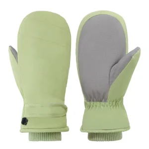 Waterproof Beige and Gray Split Finger Mitten Ski Gloves Windproof Insulated Anti-Slip Adjustable Strap Breathable Snowboarding