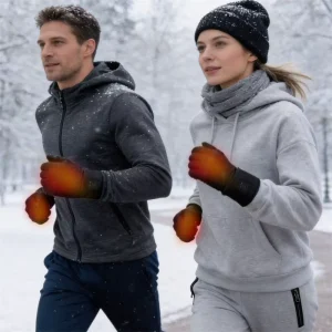 Waterproof Electric Heating Gloves with Smart Button Control Rechargeable Battery Heated Gloves for Winter Cycling & Skiing