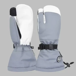 Waterproof Leather Ski Gloves with Touchscreen and Mitten Design for Men