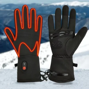 Waterproof Unisex Rechargeable Heated Gloves with 3-Temperature Control, Soft Shell, and Anti-Slip Grip for Winter Skiing