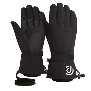Waterproof Windproof Insulated Full-Finger Ski Gloves, Polyester, Hook-and-Loop Closure