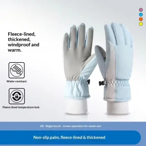 Waterproof Winter Cycling Gloves for Men Women Fleece Lined Windproof Touchscreen Full Finger Ski Gloves for Outdoor Sports Use